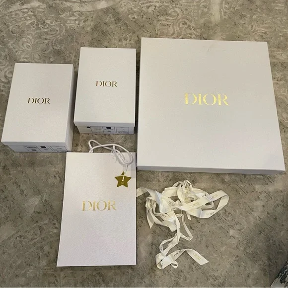 Dior Shoe Box Dust Bag Packaging Set Dway Slide Boxes Ribbon Gift Bundle French - Picture 1 of 5